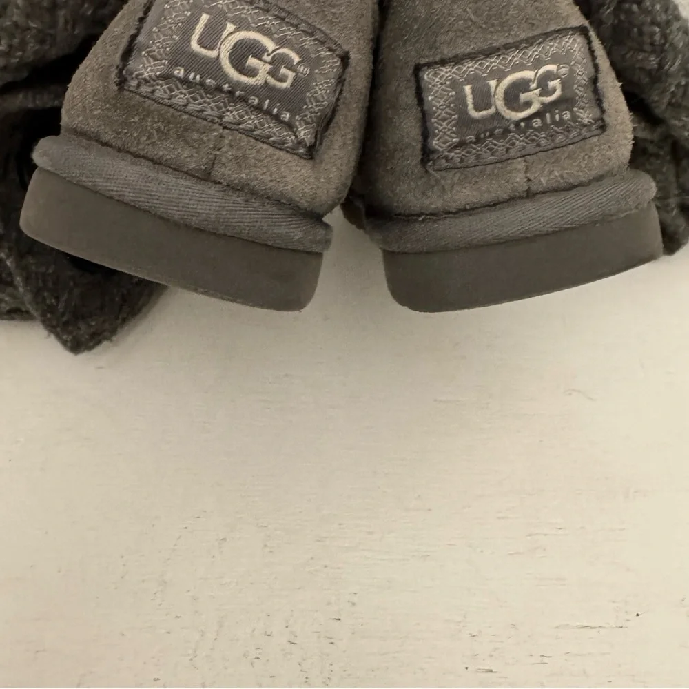 UGG Lattice Cardy Gray Knit Pull On 3 Button Sheepskin Lined Boots Size 5
